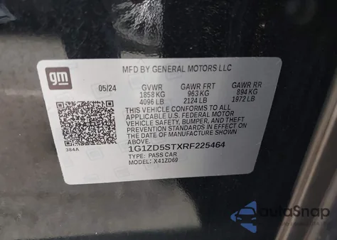 2024 Chevrolet Malibu Fwd 1Lt z USA, uszkodzony, nr VIN 1G1ZD5STXRF225464